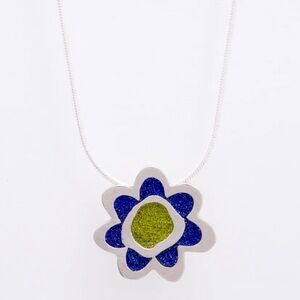 Sylvie Lupien Sterling Silver Colorful Flower Pendant 
Necklace